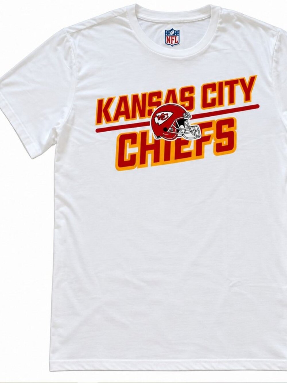 NFL Brand Mens Kansas City Chiefs KC Short Sleeve T-Shirt L White Red Gold NEW